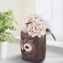 Night Owl Driveways LED Ground Lamp Resin Kids Solar Operated Path Lighting in Brown with Artificial Flowers