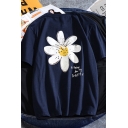 Leisure T-Shirt Floral Letter a Daisy in My Garden Pattern Relaxed Fit Round Neck Short Sleeve Graphic T-Shirt for Men