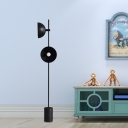 Metal Semicircle Shade Standing Light Modern 2-Head Black Finish Floor Lamp for Bedroom