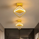 Crossed Square Foyer Ceiling Lighting Metallic Postmodern LED Flush Mount Fixture in Gold, Warm/White Light
