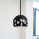 Hemisphere Kitchen Bar Drop Pendant Modern Iron 1 Head Black Down Lighting with Cutouts Round/Square Crystal
