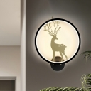 Sika Deer Wall Mural Lighting Nordic Aluminum Bedside LED Sconce Lamp in Gold-Black/White