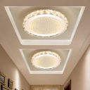 Circle Ultrathin Corridor Ceiling Light Simple Beveled Cut Crystal Nickel LED Flushmount Lamp