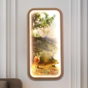 Spring Lakeside Deer Mural Light Fixture Modernist Metallic Living Room LED Wall Sconce in Gold