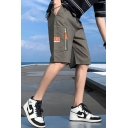 Men's Summer New Fashion Letter Label Patchwork Casual Cotton Cargo Shorts with Side Zipped Pocket