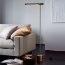 Wood Slim Tube Floor Reading Lamp Modernist LED Gold Stand Up Light in White/Warm Light