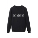 Creative Mens Periodic Table Pattern Letter Virus Pullover Long Sleeve Round Neck Regular Fitted Sweatshirt