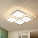 White Check LED Ceiling Lamp Modernist Crystal Bedroom Flush Mount Recessed Lighting