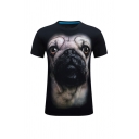 Fancy 3D Dog Pattern Short Sleeve Round Neck Regular Fitted T-Shirt for Men
