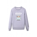 Trendy Mens Sheep Letter I Dont Give a Sheep Printed Pullover Long Sleeve Round Neck Regular Fit Graphic Sweatshirt
