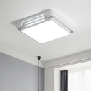 2-Layer Square Iron Ceiling Fixture Minimal White LED Flush Mount Lighting in Warm/White Light for Bedroom
