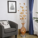 Aluminum Wire Gold Finish Floor Lighting Florets and Vase LED Decorative Standing Floor Lamp