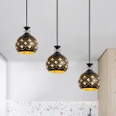 Iron Black Cluster Pendant Raindrop/Oval/Globe 3-Head Modern Ceiling Suspension Lamp with K9 Crystal Accent
