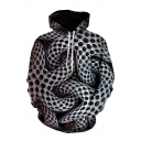 Chic 3D Visual Deception Pattern Pocket Drawstring Long Sleeve Regular Fit Hooded Sweatshirt for Men
