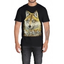 Cool Mens T-Shirt Wolves Print Regular Fitted Round Neck Short Sleeve T-Shirt