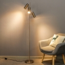 Gold Finish Tube Stand Up Light Post Modern 3-Head Metal Tree Floor Lamp for Bedroom