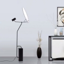 Black Finish Round Panel Floor Light Modernism LED Metal Stand Up Lamp for Living Room