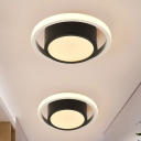 Acrylic Round Ceiling Mounted Light Modernist LED Flushmount Lamp in Black, White/Warm Light
