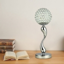 Crystal Ball Shade Table Lamp Contemporary Study Room LED Nightstand Light with Twisted Base in Chrome