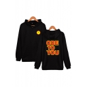 Cool Smile Emoji Letter Ode to You Printed Zip up Pocket Drawstring Long Sleeve Regular Fit Graphic Hooded Sweatshirt for Men