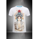Trendy Mens 3D Opera Character Pattern Short Sleeve Round Neck Regular Fitted T-Shirt