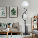 Dome and Jar Shade Living Room Stand Light Countryside Opal Glass White/Black LED Floor Table Lamp