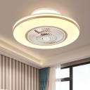 Acrylic Round Semi Flush Light Fixture Modernism LED Hanging Fan Lamp in Blue/Gold, 23
