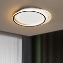 White and Black Circle Flush Lighting Minimalism LED Metallic Flush Mount Fixture in White/Warm Light