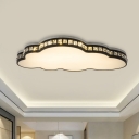 Cloud LED Flush Light Fixture Minimalism Black Inserted Crystal Ceiling Mounted Lamp