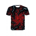 Cool 3D Abstract Pattern Short Sleeve Round Neck Regular Fitted T-Shirt for Men