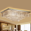 Chrome Rectangular Flushmount Light Contemporary LED Crystal Flush Mounted Lamp for Living Room