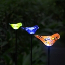 Bird Solar Powered Stake Light Orange/Blue/Yellow Glass Courtyard Decorative LED Ground Lighting