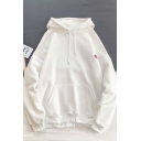 Trendy Mens Applique Pocket Drawstring Long Sleeve Relaxed Fit Hooded Sweatshirt