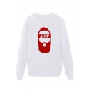 Stylish Mens Character Pattern Letter Mvp Pullover Long Sleeve Round Neck Regular Fit Graphic Sweatshirt