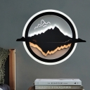 Acrylic Moon and Mountain Sconce Light Fixture Modern LED Black Wall Mounted Lamp for Bedroom