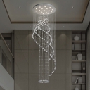 Spiral Raindrop Pendulum Light Minimalist Crystal Orbs LED Chrome Hanging Ceiling Lamp