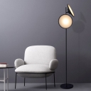 Round Metal Standing Light Modernist LED Black Floor Lamp in White/Warm Light for Drawing Room