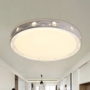 Metallic Round Flush Lamp Fixture Simple LED Flush Mounted Ceiling Light in White for Bedroom