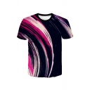 Mens Fashionable Abstract Printed Round Neck Short Sleeve Regular Fit Tee Top