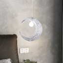 Aluminum Steel Moon-Like Hanging Lamp Modernist 1 Bulb Gold/Silver Finish Pendant Light Kit