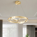 3-Ring Dining Room Hanging Chandelier Metal LED Minimalist Suspension Light in Gold, White/Warm Light