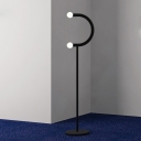 U-Shape Stand Up Lamp Minimalist Metal LED Black Standing Floor Light for Drawing Room