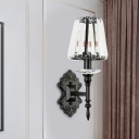 Cone Crystal Prism Wall Lamp Modernism 1/2-Light Living Room Wall Sconce Light in Black