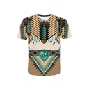 Creative Mens Abstract 3D Pattern Round Neck Short Sleeve Fitted Tee Top