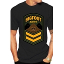 Mens Novelty Animal Letter Bigfoot Army Printed Short Sleeve Crew Neck Regular Fit Graphic Tee Top
