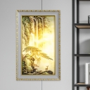Blue-Green Pine Painting Mural Lamp Artistry Integrated LED Acrylic Wall Mounted Light