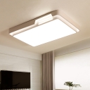Nordic Rectangular Iron Flush Light LED Flush Mount Ceiling Lighting Fixture in Warm/White Light for Living Room