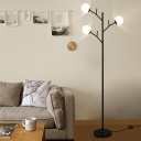 Iron Branch Standing Floor Light Modernist 3 Bulbs White/Black Floor Lamp with Modo Cream Glass Shade
