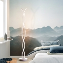 Acrylic Spiral Line Floor Stand Light Simple LED Standing Lamp in White for Living Room, White/Warm Light