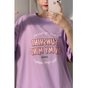 Kpop Girls Letter Printed Half Sleeve Crew Neck Loose Fit T Shirt